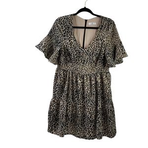 ⭐️Habit Leopard Babydoll Ruffled Dress Sz S
